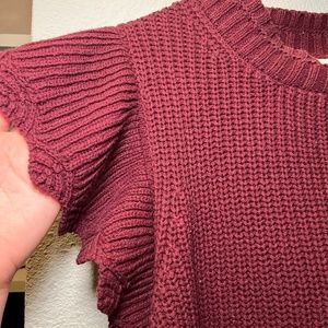 Mock Neck Short Sleeve Knitted Sweater